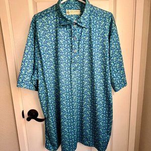 Donald Ross Men's Golf Shirt Blue with Green Paisley Rancho Bernardo Inn Logo XL